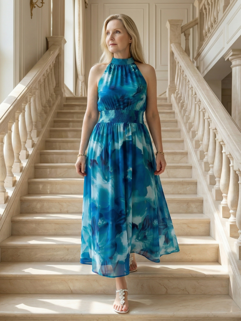 Lara | Vestido Midi con Cuello Halter