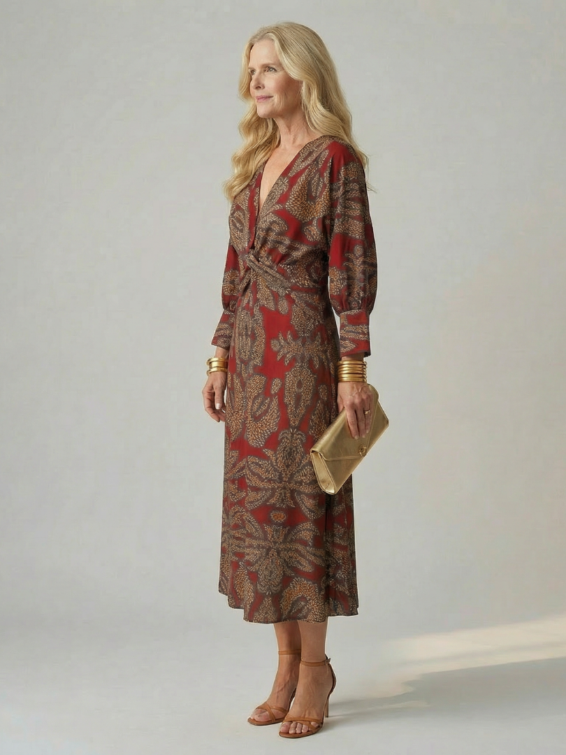 Daniela | Vestido Midi con Envuelto Natural