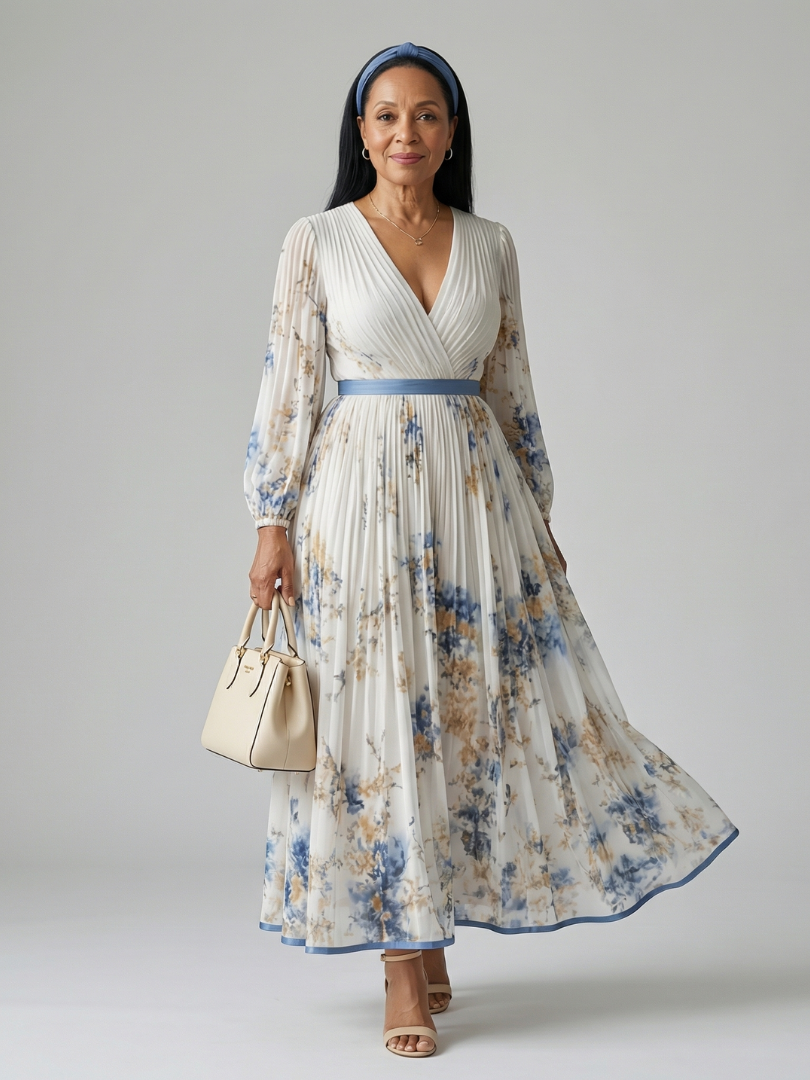 Estela | Vestido Midi Con Pliegues