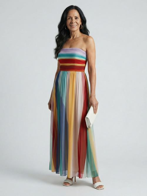 Teresa | Vestido Maxi de Rayas Claras