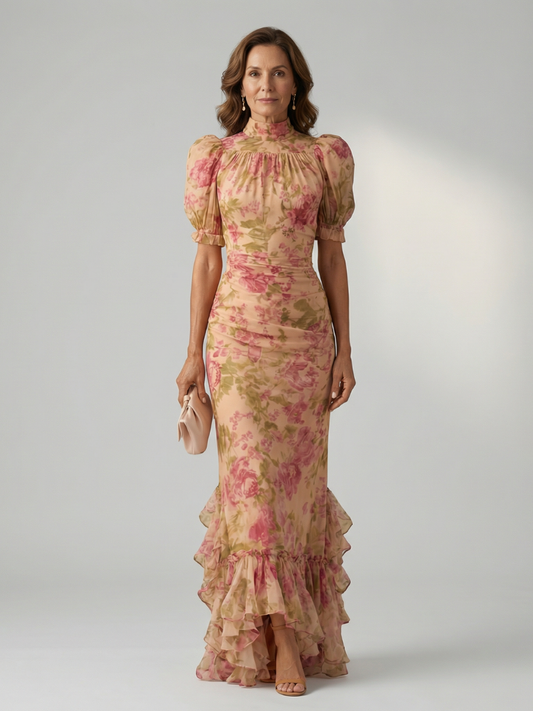 Leticia | Vestido Maxi de Cuello Alto Suave