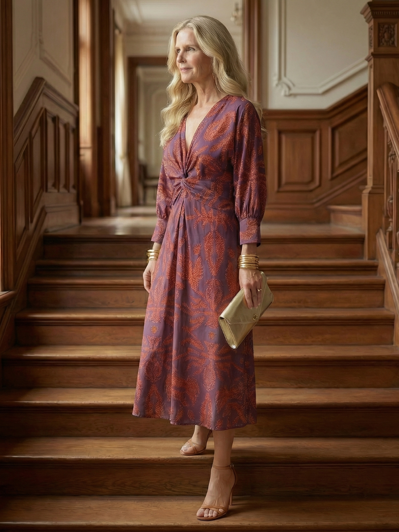 Daniela | Vestido Midi con Envuelto Natural