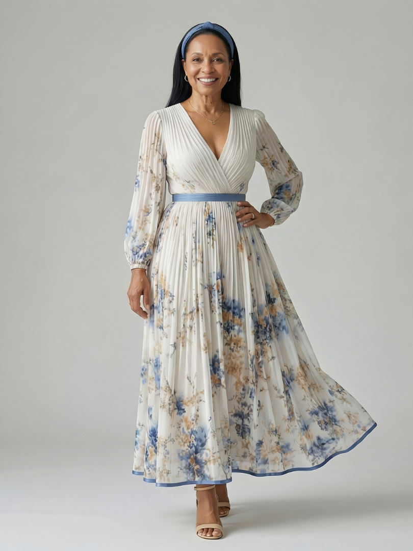 Estela | Vestido Midi Con Pliegues