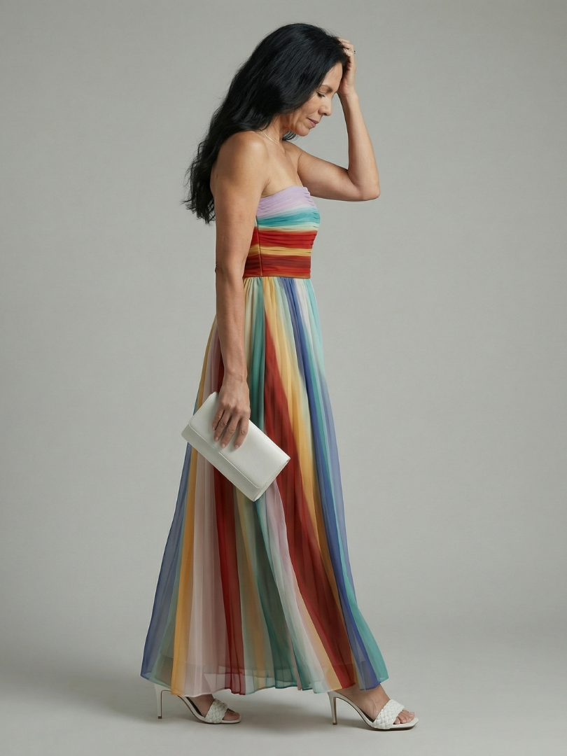 Teresa | Vestido Maxi de Rayas Claras