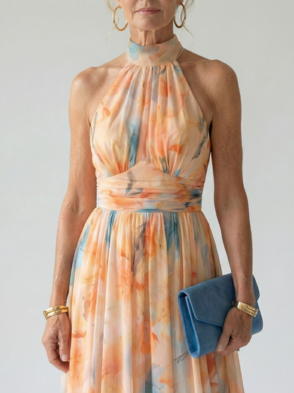 Ariadna | Vestido Midi con Cuello Halter Suave