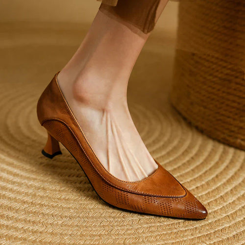 Zapatos de Tacón Alto de Cuero Auténtico Belle