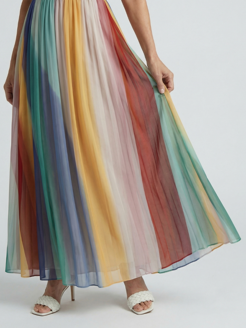 Teresa | Vestido Maxi de Rayas Claras