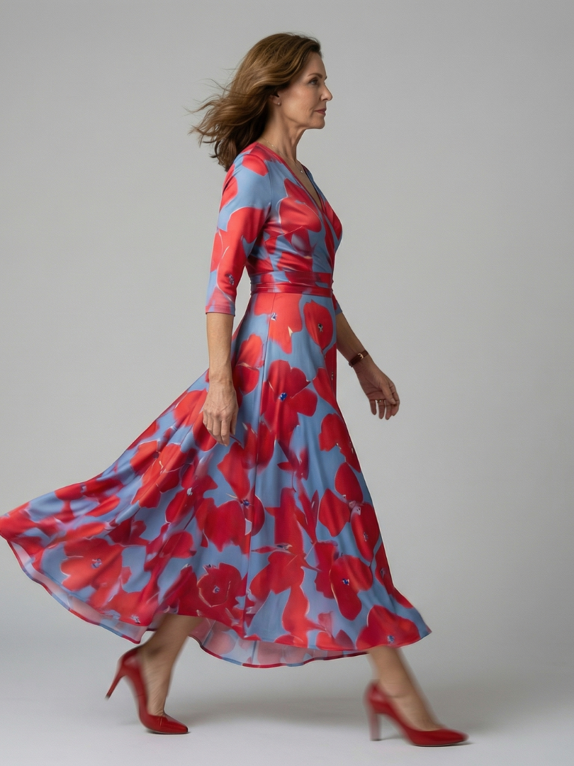 Paula | Vestido Midi con Cuello Envolvente