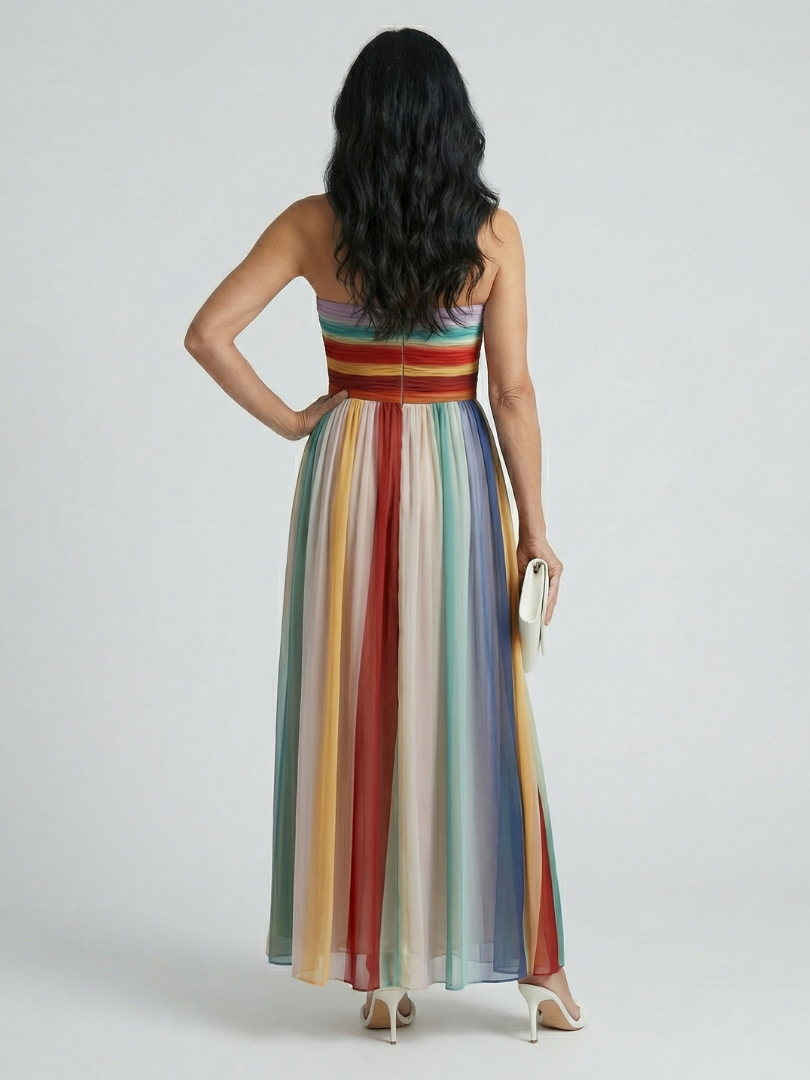 Teresa | Vestido Maxi de Rayas Claras