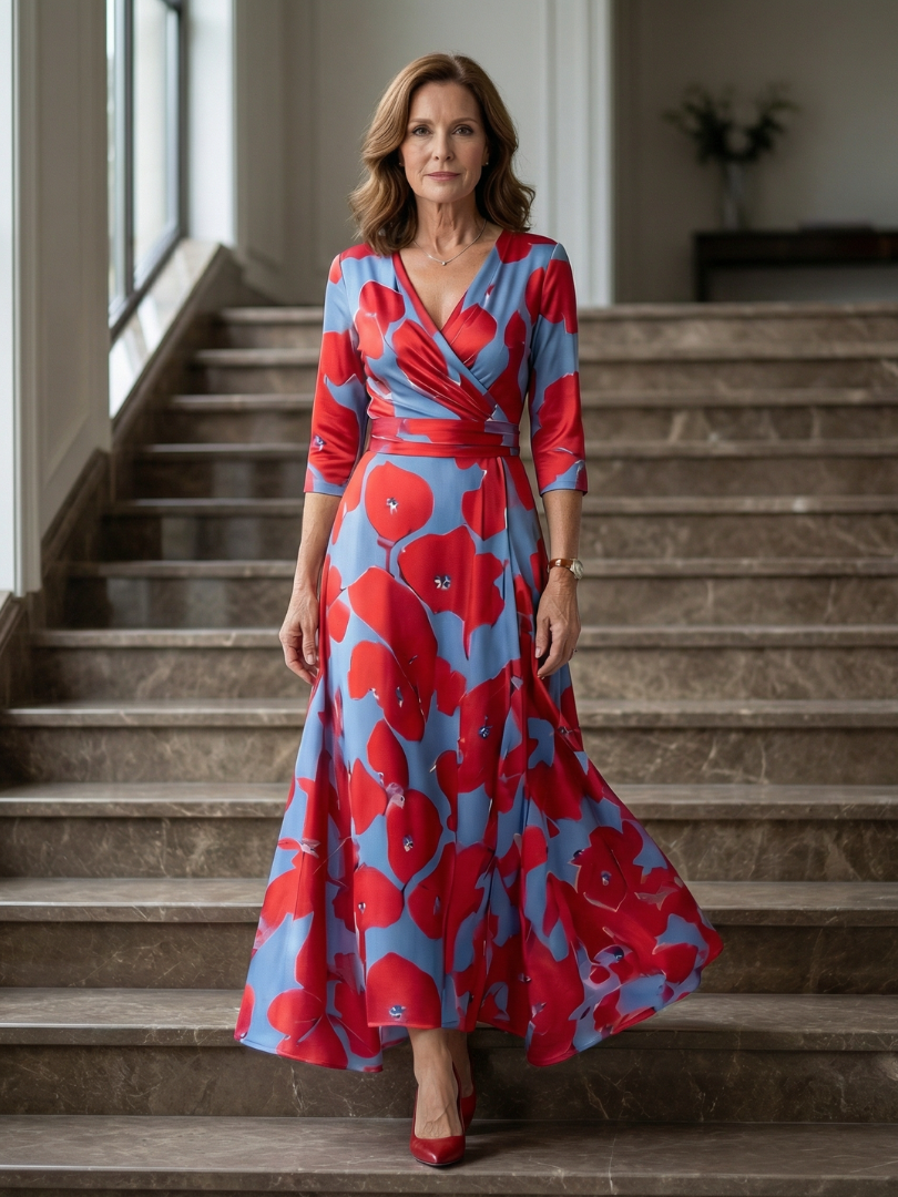 Paula | Vestido Midi con Cuello Envolvente