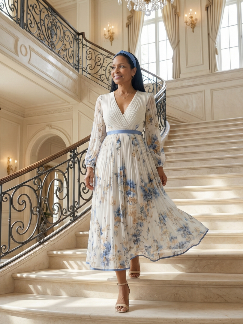 Estela | Vestido Midi Con Pliegues