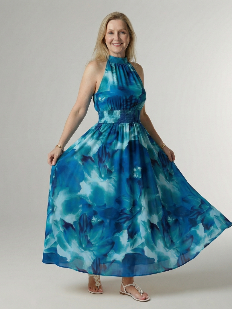 Lara | Vestido Midi con Cuello Halter