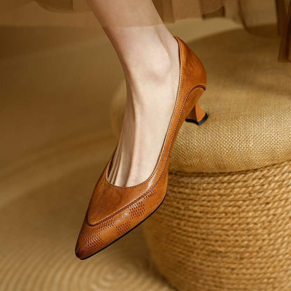 Zapatos de Tacón Alto de Cuero Auténtico Belle