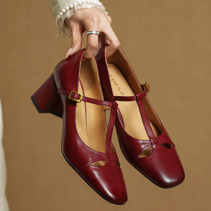 Elora Tacones Altos de Cuero Auténtico