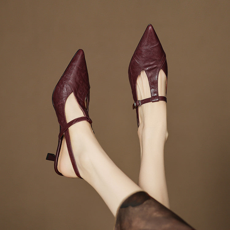 Tacones Altos de Cuero Noir Auténtico