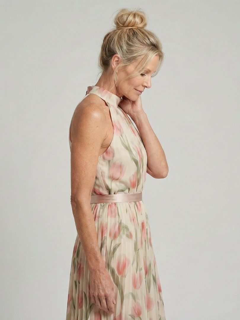 Alejandra | Vestido Midi Floral con Cuello Halter
