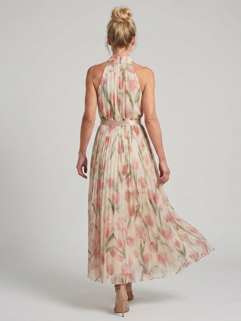 Alejandra | Vestido Midi Floral con Cuello Halter