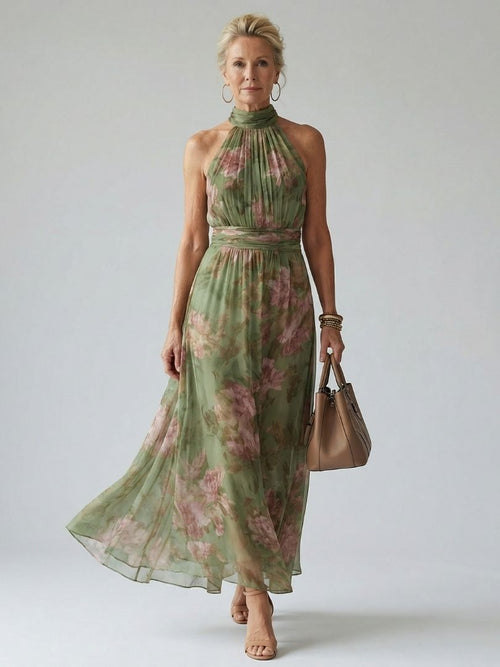 Adriana | Vestido Midi con Cuello Halter Fruncido