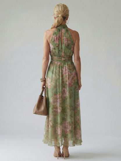 Adriana | Vestido Midi con Cuello Halter Fruncido