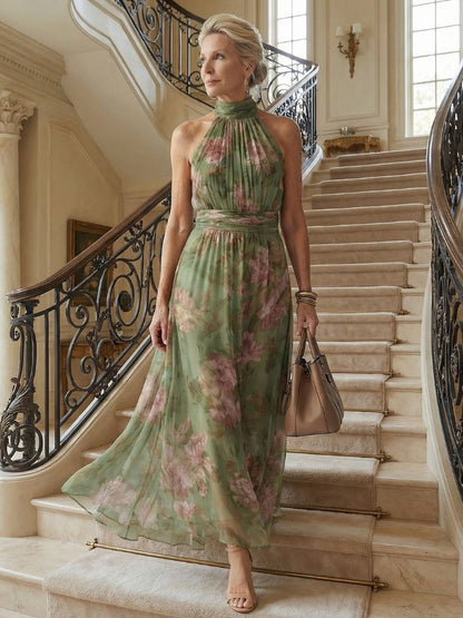 Adriana | Vestido Midi con Cuello Halter Fruncido