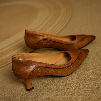Zapatos de Tacón Alto de Cuero Auténtico Belle